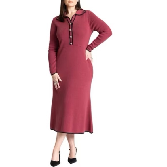 Eloquii Dresses & Skirts - ELOQUII Ribbed Sweater Dress with Collar, Size 14/16, NWOT